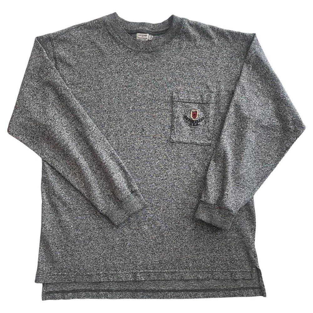 Vintage 90s Guess by Georges Marciano Long Sleeve Logo Pocket Pullover S…